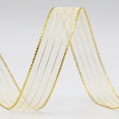 PG-033 Gold-Toned Trimmed Sheer Organza Ribbon – DisplayImporter