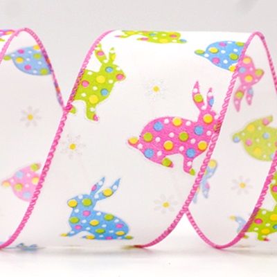 Colorful Polka Dots Bunny Wired Ribbon_KF8467