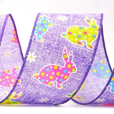 Colorful Polka Dots Bunny Wired Ribbon_KF8467