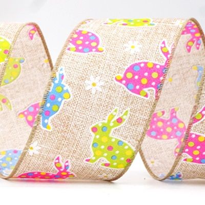 Colorful Polka Dots Bunny Wired Ribbon_KF8467