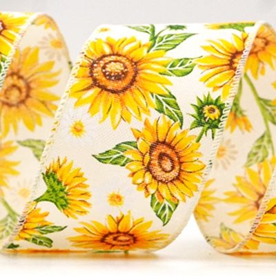 Sunflower Design Wired Ribbon_KF8488