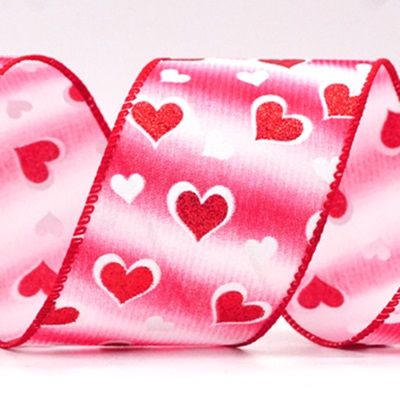 Glitter Valentine Heart Wired Ribbon_KF8498