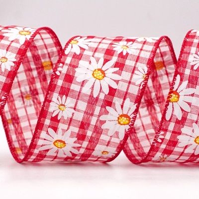 White Daisy Flower Wired Ribbon_KF8528.KF8529