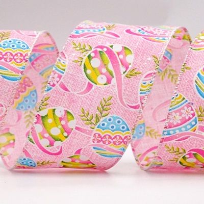 Glittery Festive Easter Egg Wired Ribbon_KF8538