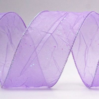 Glitter Solid Spring Crumpled Design Wired Ribbon_KF8542