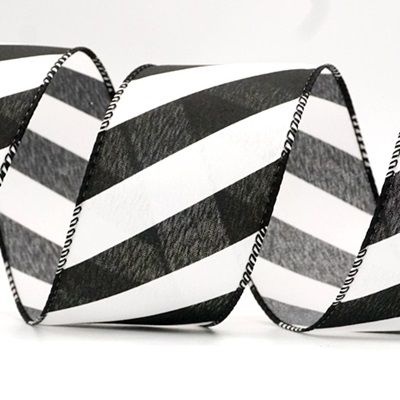 Diagonal Stripe and Plaid  Wired Ribbon_KF8548