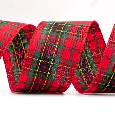 Diagonal Stripe and Plaid  Wired Ribbon_KF8549