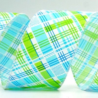 Christmas Geometric Plaid Wired Ribbon_KF8585.KF8586.KF8587