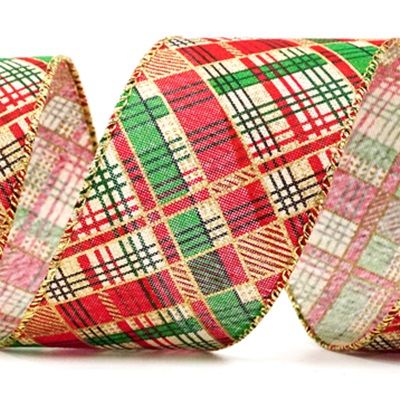 Kerst Geometrisch Ruit Wired Ribbon_KF8585.KF8586.KF8587