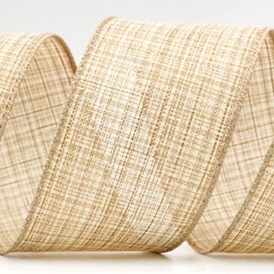 Kerst Effen Kleur Jute Wired Ribbon_KF8588