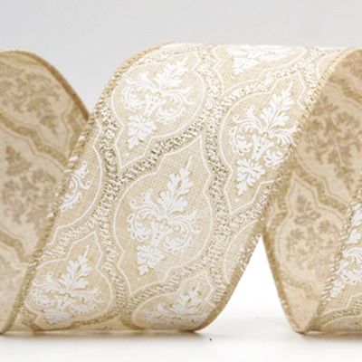 Damask Glitter outline Wired Ribbon_KF8602.KF8603