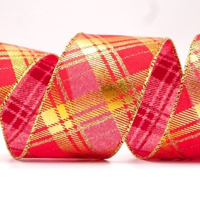 Christmas Diamond Plaid Wired Ribbon_KF8604