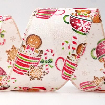 Gingerbreads in a Christmas cup Wired Ribbon_KF8643.KF8644.KF8645.KF8646.KF8647