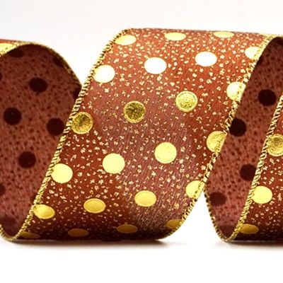 Metallic Foil Polka Dots Wired Ribbon_KF8681.KF8682.KF8683 