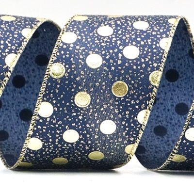 Metallic Foil Polka Dots Wired Ribbon_KF8681.KF8682.KF8683 