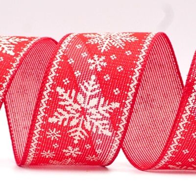 Knit Printed Snowflakes Wired Ribbon_KF8684