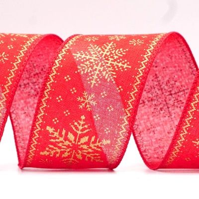 Knit Printed Snowflakes Wired Ribbon_KF8687.KF8688