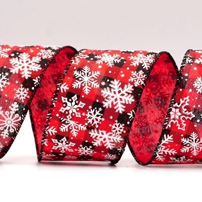 Festive Plaid Snowflake Wired Ribbon_KF8689.KF8690