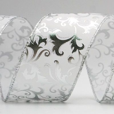 Foil Metallic Scroll Design Wired Ribbon_KF8747