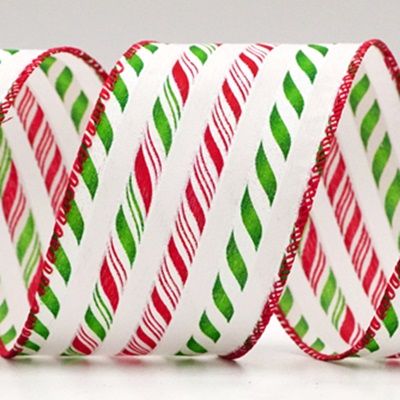 Glitter Candy Cane Striped Wired Ribbon_KF8752