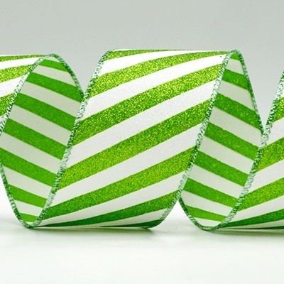 Diagonal Glitter Stripes Wired Ribbon_KF8753