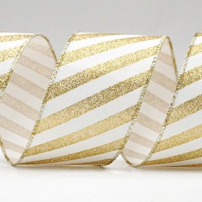 Diagonal Glitter Stripes Wired Ribbon_KF8753