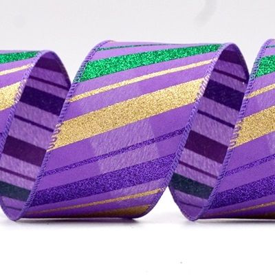 Sparkle Diagonal Stripe Wired Ribbon_KF8758