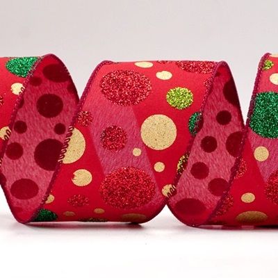 Festivus Polka Dot Glitter Filum Ribbons_KF8759