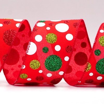 Festliches Polka-Dot-Glitzer Drahtband_KF8760