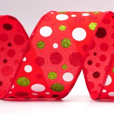 Kleurrijke Glitter Polkadots Draadlint_KF8761.KF8762.KF8763.KF8764.KF8765.KF8766.KF8767.KF8768