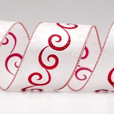 Christmas Glitter Swirl Wired Ribbon_KF8769