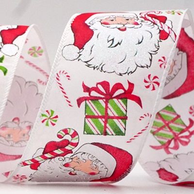 Christmas Santa Head Wired Ribbon_KF8802.KF8803.KF8804