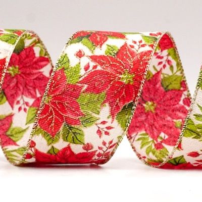 Feestelijke Poinsettia Charm Draadlint_KF8809.KF8810