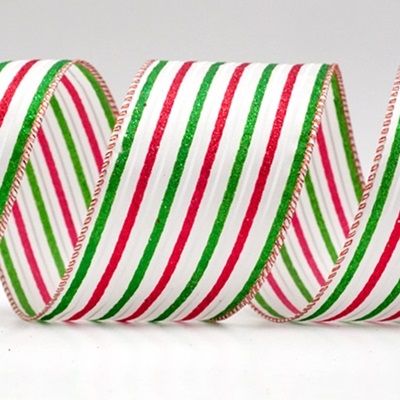 Glittery Tri-Color Verberibus Wired Ribbon_KF8840