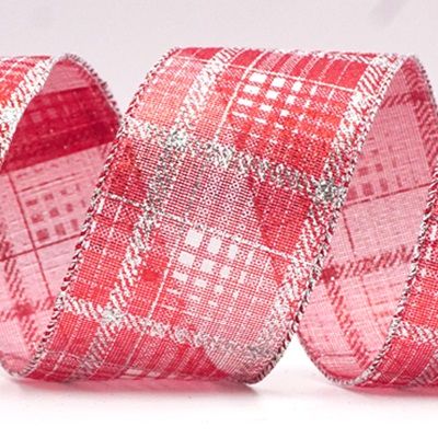 Checkered Plaid with Gold Accents Wired Ribbon_KF8859.KF8860.KF8861.KF8862.KF8863.KF8864