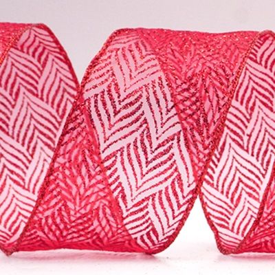 Herringbone Glitter Pattern Wired Ribbon_KF8995