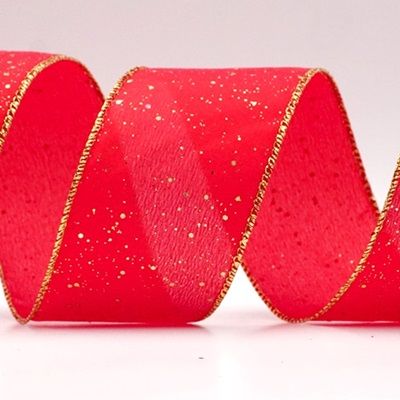 Glittery Solid Color Wired Ribbon_KF9061