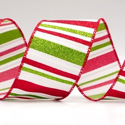 Sparkling Holiday Stripes Wired Ribbon_KF9091