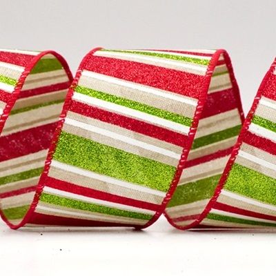 Sparkling Holiday Stripes Wired Ribbon_KF9092