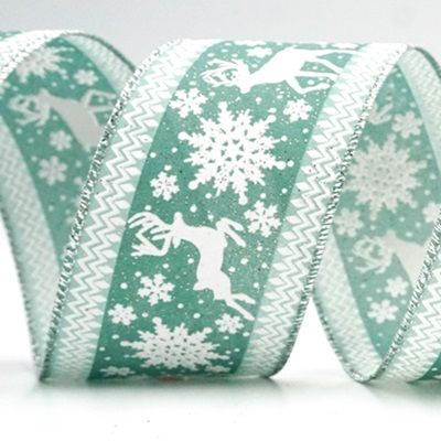 Reindeer and Snowflake Pattern Wired Ribbon_KF9105.KF9106.KF9107.KF9108