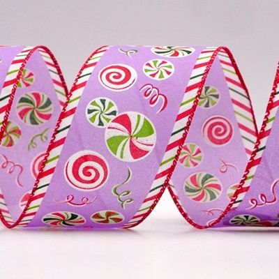 Peppermint Candy Swirl Wired Ribbon_KF9109