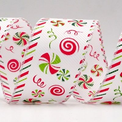 Peppermint Candy Swirl Wired Ribbon_KF9110