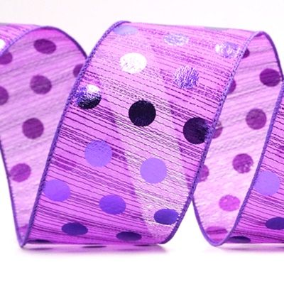 Decorative Metallic Polka Dot Wired Ribbon_KF9116.KF9117.KF9119