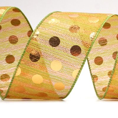 Decorative Metallic Polka Dot Wired Ribbon_KF9116.KF9117.KF9119