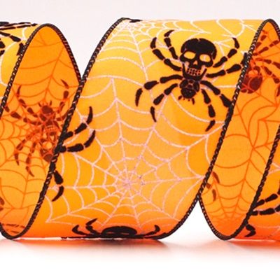 Halloween Spider Webs Wired Ribbon_KF9166